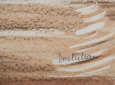 Pierre DOUTRELEAU : La course (sépia),  Lithographie originale signée 2
