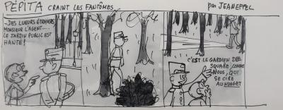Jean EFFEL : Cirage Nugget, Pépita craint les fantômes, Dessin original signé 2