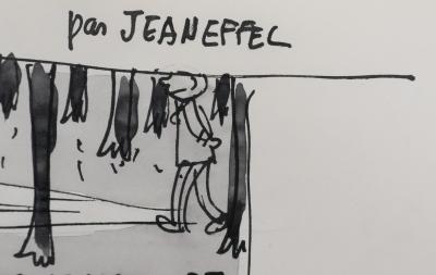 Jean EFFEL : Cirage Nugget, Pépita craint les fantômes, Dessin original signé 2
