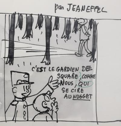 Jean EFFEL : Cirage Nugget, Pépita craint les fantômes, Dessin original signé 2
