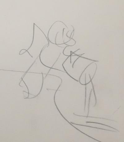 Jean EFFEL : Porter l'eau à la rivière, Dessin préparatoire original 2