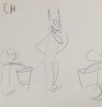 Jean EFFEL : Porter l'eau à la rivière, Dessin préparatoire original 2