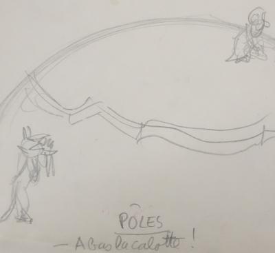 Jean EFFEL : Les pôles, Dessin préparatoire original 2