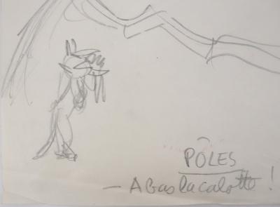 Jean EFFEL : Les pôles, Dessin préparatoire original 2