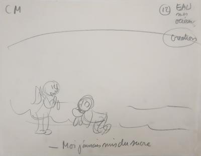 Jean EFFEL : J'aurai mis du sucre, Dessin préparatoire original 2