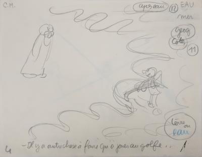 Jean EFFEL: The Golfer, Original Preparatory Drawing 2