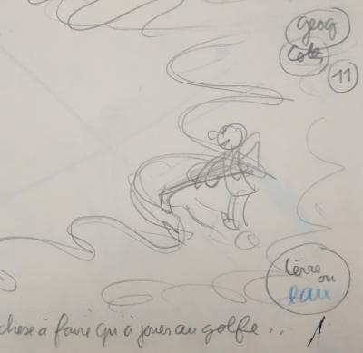 Jean EFFEL: The Golfer, Original Preparatory Drawing 2
