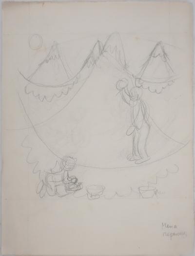 Jean EFFEL : Glaçage, Dessin préparatoire original 2