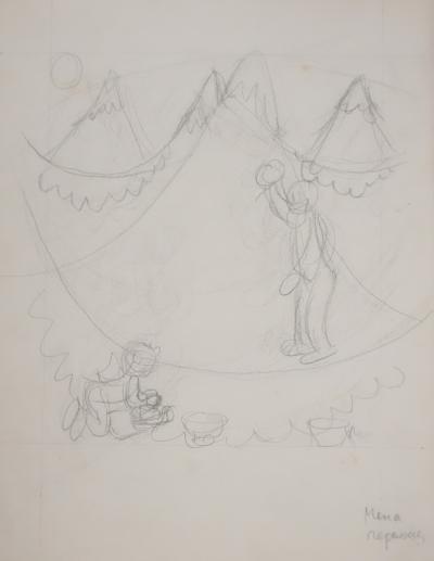 Jean EFFEL : Glaçage, Dessin préparatoire original 2