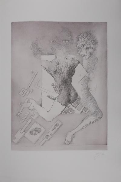 Popovic LJUBA : Chattes-minuit, Gravure originale signée 2