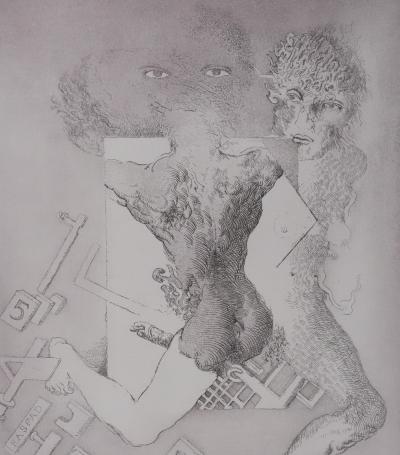 Popovic LJUBA : Chattes-minuit, Gravure originale signée 2