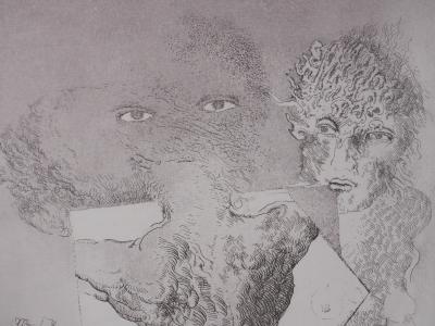 Popovic LJUBA : Chattes-minuit, Gravure originale signée 2