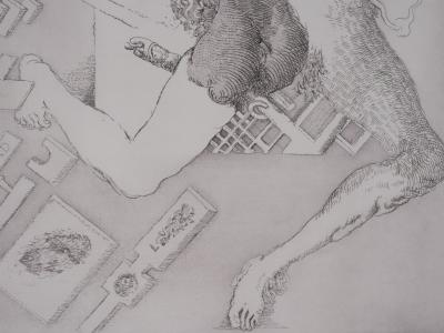 Popovic LJUBA : Chattes-minuit, Gravure originale signée 2
