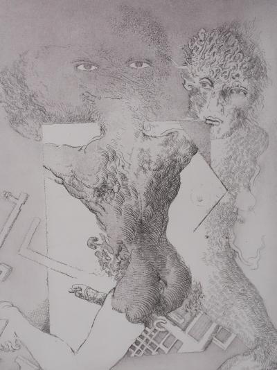 Popovic LJUBA : Chattes-minuit, Gravure originale signée 2
