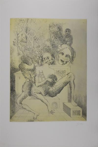 Popovic LJUBA : Dans son parc, Gravure originale signée 2