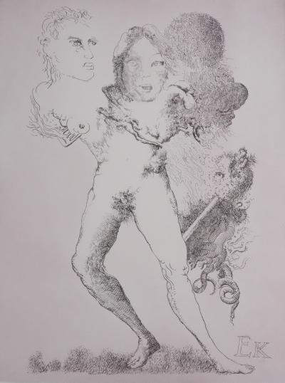 Popovic LJUBA : Chez elle, Gravure originale signée 2