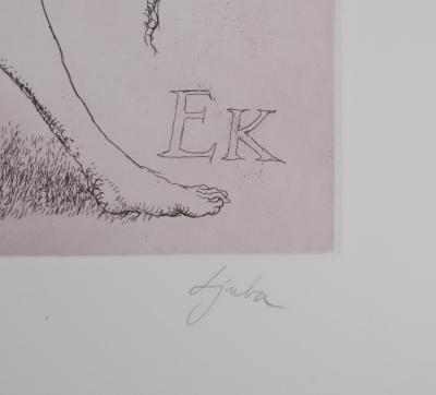 Popovic LJUBA : Chez elle, Gravure originale signée 2