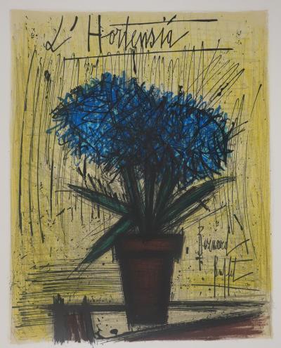 Bernard BUFFET : L’hortensia, Lithographie originale signée 2