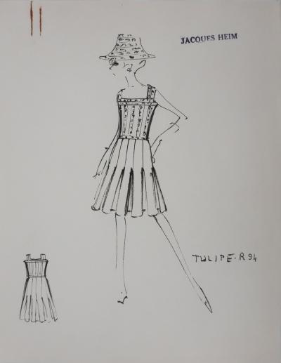 Jacques HEIM: Tulip Dress, Original signed drawing 2