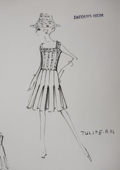 Jacques HEIM: Tulip Dress, Original signed drawing 2