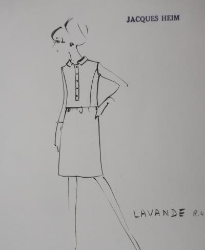 Jacques HEIM : Ensemble Lavande, Dessin original signé 2