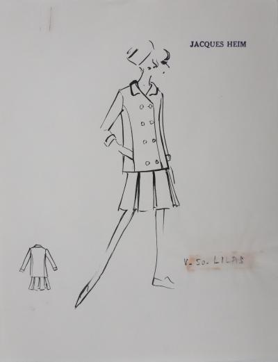 Jacques HEIM : Ensemble Lilas, Dessin original signé 2