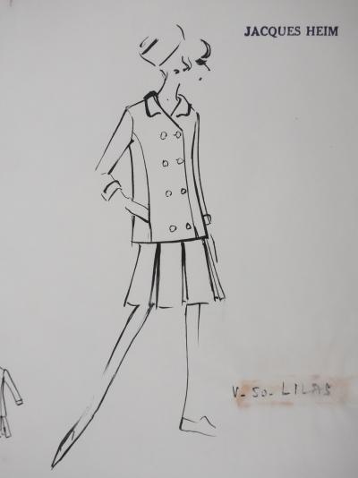 Jacques HEIM : Ensemble Lilas, Dessin original signé 2