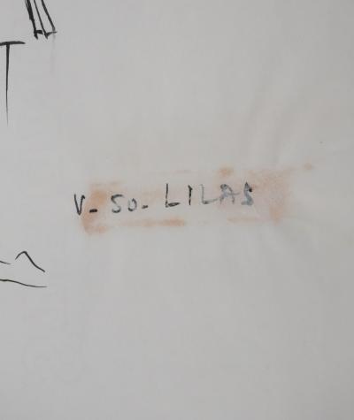 Jacques HEIM : Ensemble Lilas, Dessin original signé 2