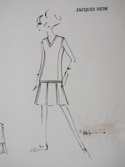Jacques HEIM : Robe Lilas, Dessin original signé 2