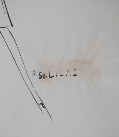 Jacques HEIM : Robe Lilas, Dessin original signé 2