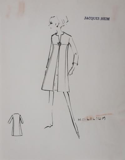 Jacques HEIM : Manteau Lilium, Dessin original signé 2