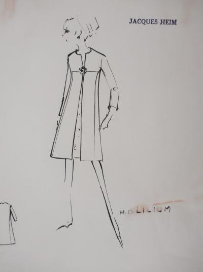 Jacques HEIM : Manteau Lilium, Dessin original signé 2