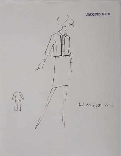 Jacques HEIM : Veste Lavande, Dessin original signé 2