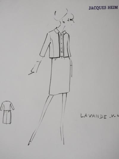 Jacques HEIM : Veste Lavande, Dessin original signé 2