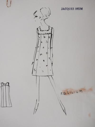 Jacques HEIM : Robe Lilium à motifs, Dessin original signé 2