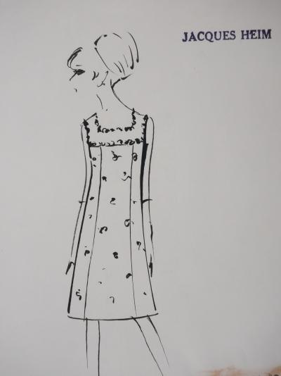 Jacques HEIM : Robe Lilium à motifs, Dessin original signé 2
