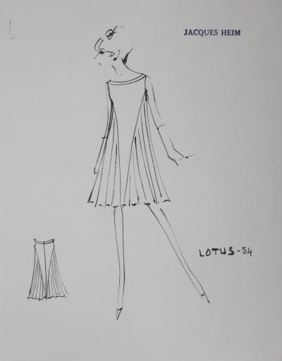 Jacques HEIM : Robe Lotus, Dessin original signé 2