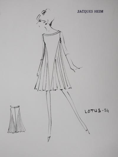 Jacques HEIM : Robe Lotus, Dessin original signé 2