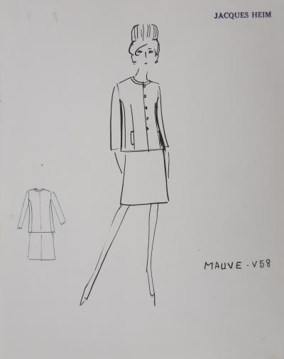 Jacques HEIM : Veste Mauve, Dessin original signé 2