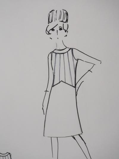 Jacques HEIM : Robe Mauve, Dessin original signé 2