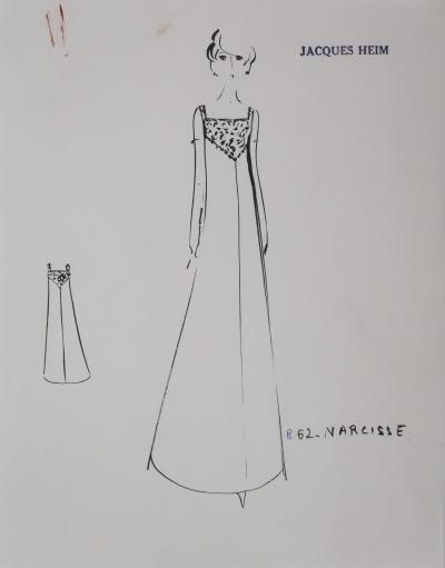 Jacques HEIM: Narcissus Dress, Original signed drawing 2