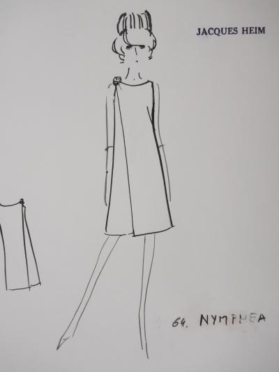 Jacques HEIM : Robe Nymphea, Dessin original signé 2