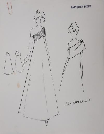 Jacques HEIM : Robe Ombelle, Dessin original signé 2