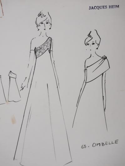 Jacques HEIM : Robe Ombelle, Dessin original signé 2