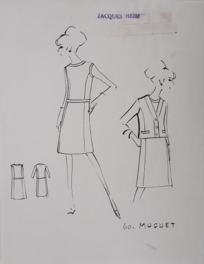 Jacques HEIM : Robe Muguet, Dessin original signé 2