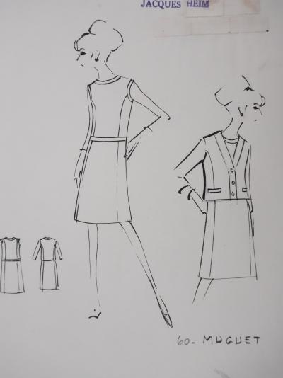 Jacques HEIM : Robe Muguet, Dessin original signé 2