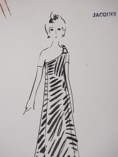 Jacques HEIM : Robe Orchidée, Dessin original signé 2