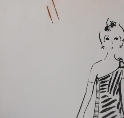 Jacques HEIM : Robe Orchidée, Dessin original signé 2