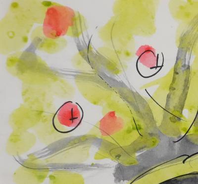 Jean EFFEL : Teinturier, Le serpent du pommier, Aquarelle originale 2
