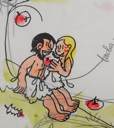 Jean EFFEL : Teinturier, Les fruits, Aquarelle originale 2